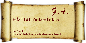 Földi Antonietta névjegykártya